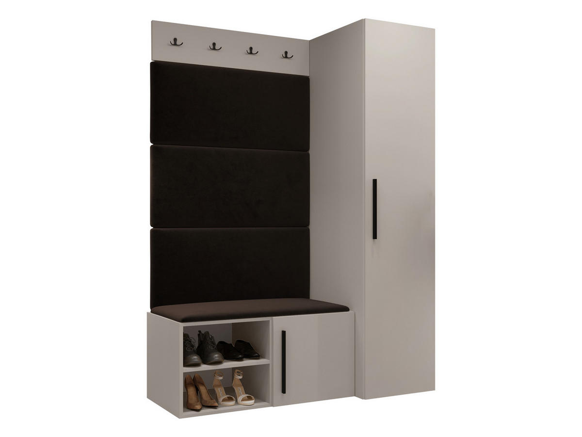 GARDEROBEN-SET Medi II - Kaschmir/Schwarz, Holzwerkstoff/Kunststoff (40/191/50cm) - MIRJAN24