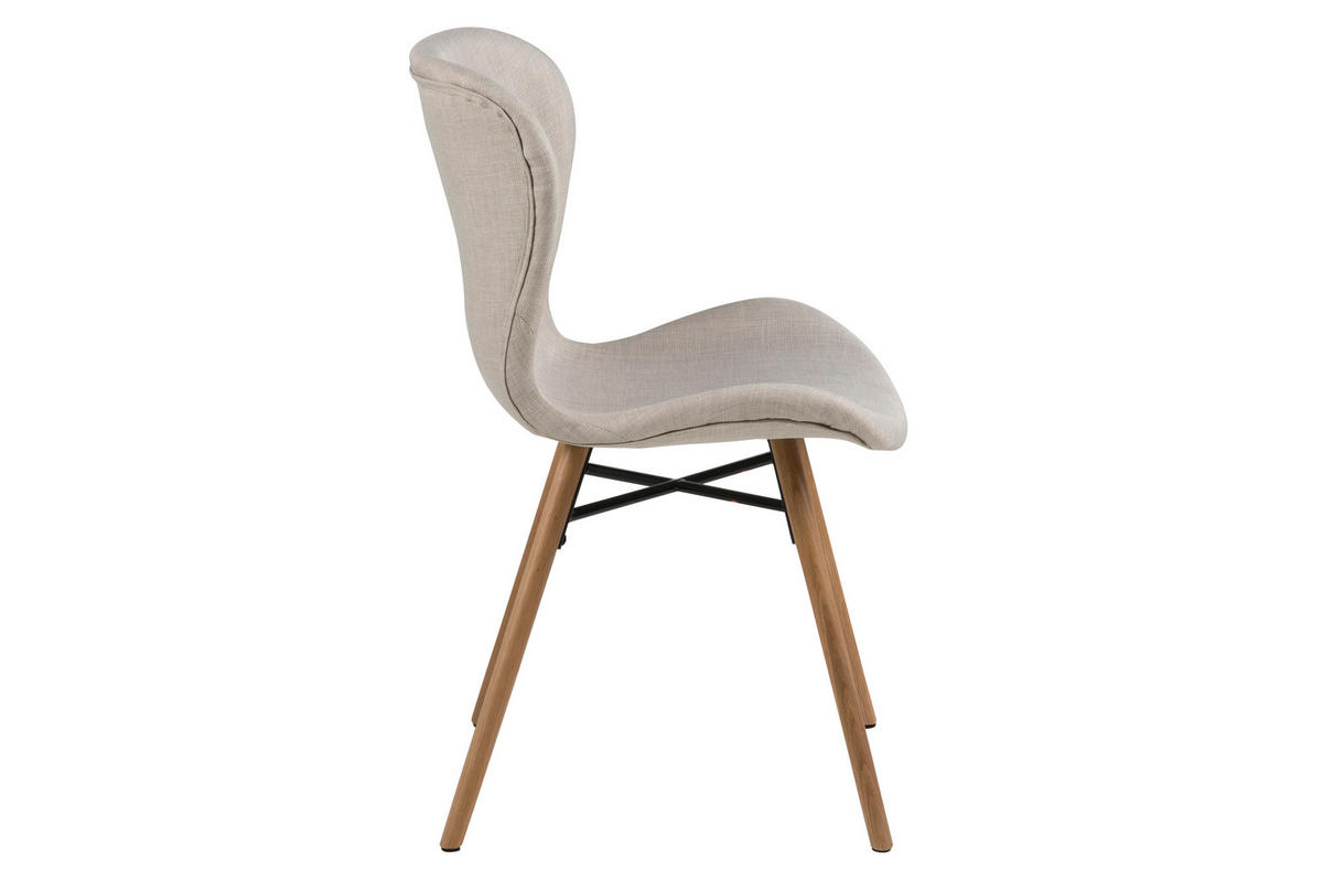 STUHL 2er-Set Stoff sandfarben und massive Beine aus Eiche - Beige, Holzwerkstoff (47/82/56cm) - ebuy24