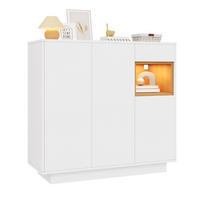 SCHUHSCHRANK 105/39,5/100,5 cm in Weiß/Natur mit LED-Beleuchtung und Schublade - Naturfarben, Holzwerkstoff (105/100/39cm) - Flora Grace