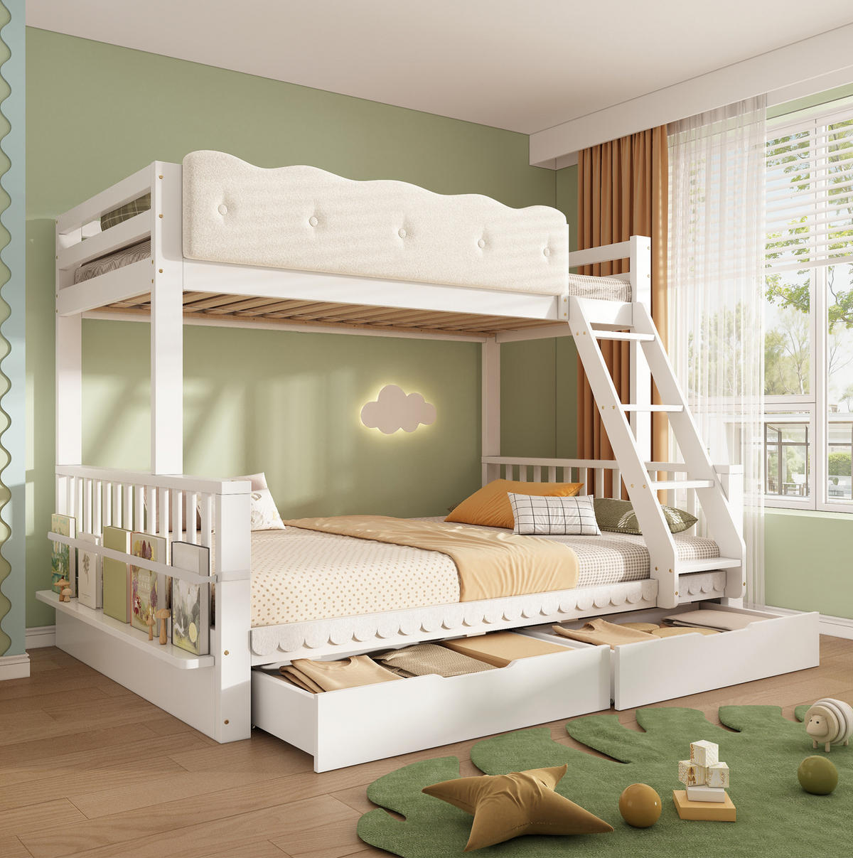 ETAGENBETT 90/200 cm und 140/200 cm Weiß mit Schubladen ohne Matratze - Weiß, Holz (140/200cm) - MIVRAY
