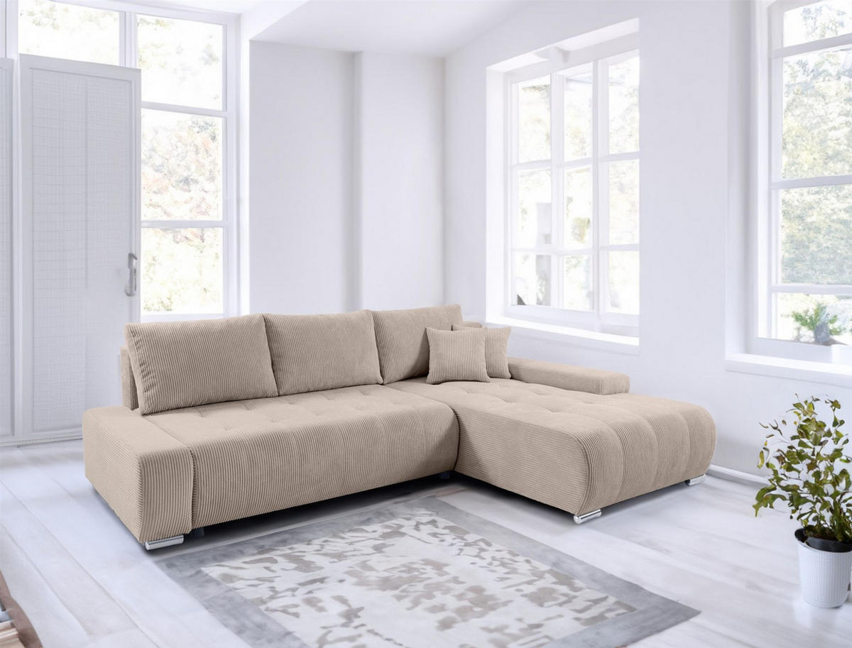 ECKSOFA Vogar In Poso - Beige, Holzwerkstoff/Textil (265/185cm) - Fun Möbel
