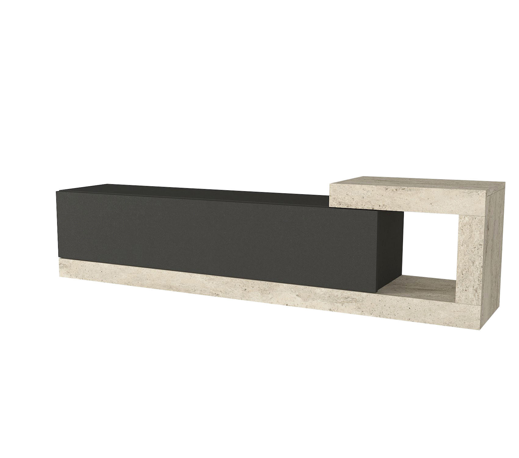 MOEBEL17 TV Lowboard 150 cm – Modernes Lowboard TV Schrank – TV Board Wohnzimmer – Fernsehtisch – TV Möbel Sideboard Modern – Modell Bliss - Anthrazit/Beige, Holzwerkstoff (150/37/30cm) - moebel17