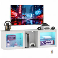 TV-LOWBOARD Weiß 160/35/51,7 cm, LED-Beleuchtung, Glasböden - Weiß, Holzwerkstoff (160/51.7/35cm) - PANGIVO
