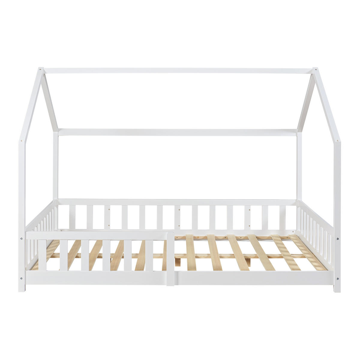 HAUSBETT Hesel mit Matratze - Weiß, Holz/Textil (140/200cm) - [en.casa]