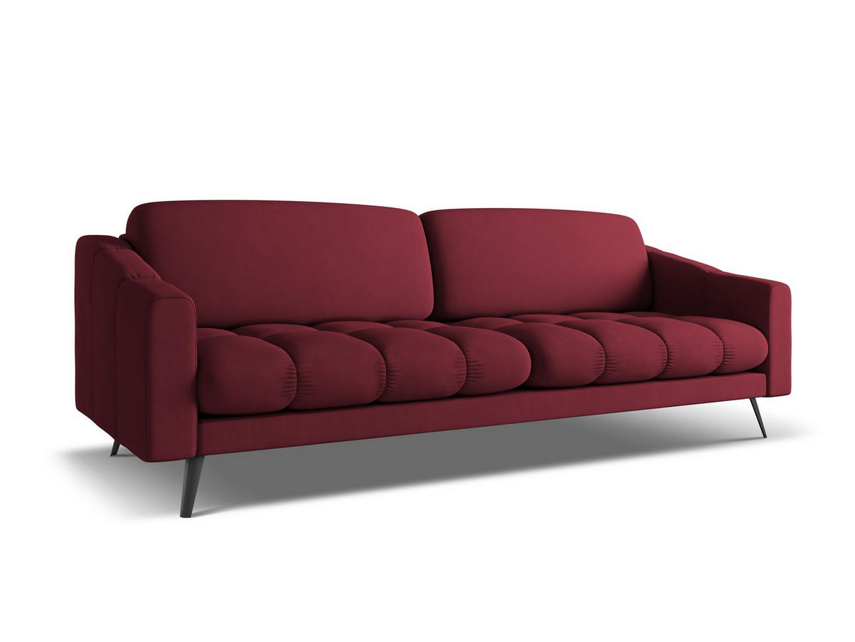 4-SITZER-SOFA Chenille Stoff Rot - Rot/Weinrot, Textil/Metall (238/80/95cm) - Makamii