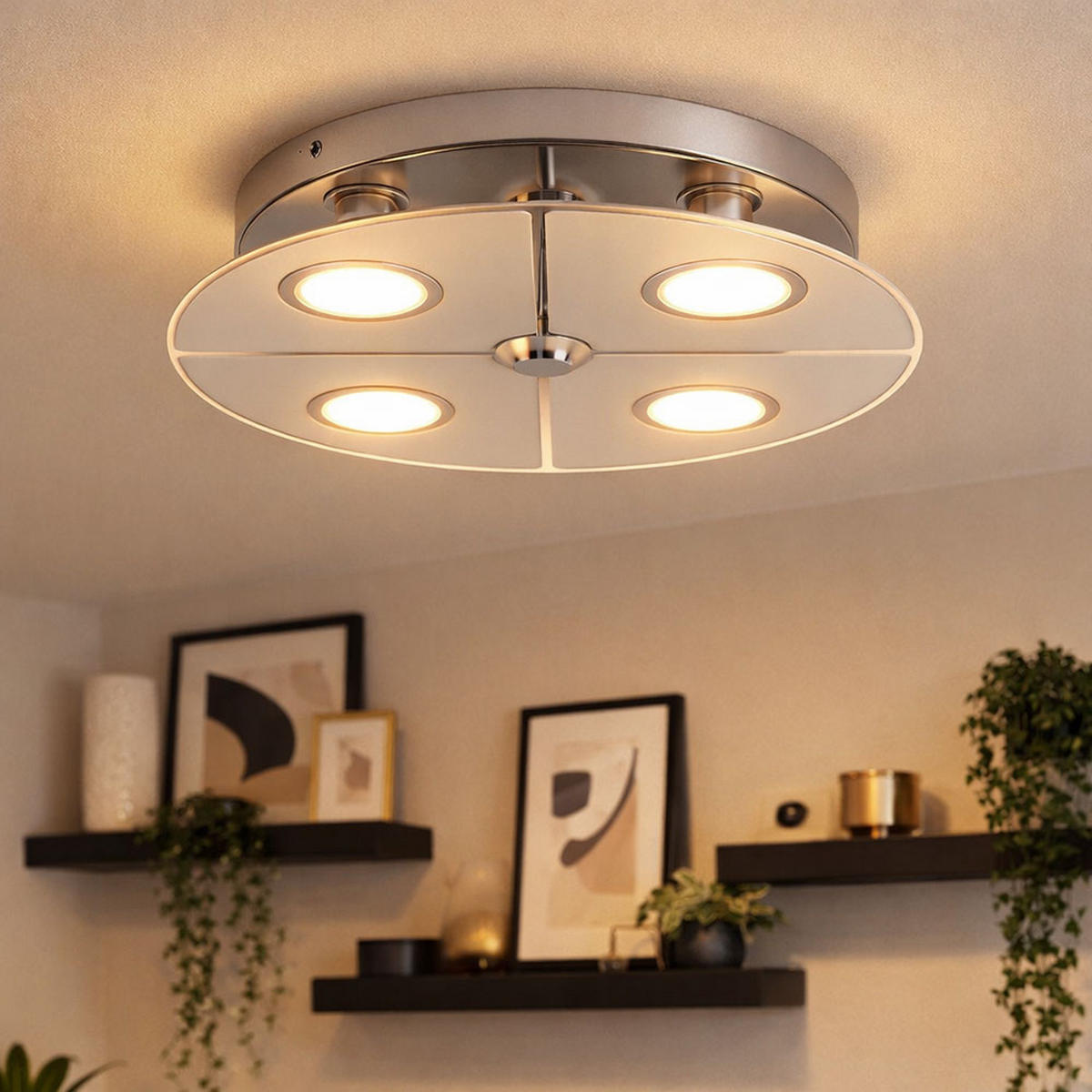 LED DECKENLEUCHTE Metall Glas Silber - Silberfarben, Glas (30/30/7.5cm) - Globo Lighting