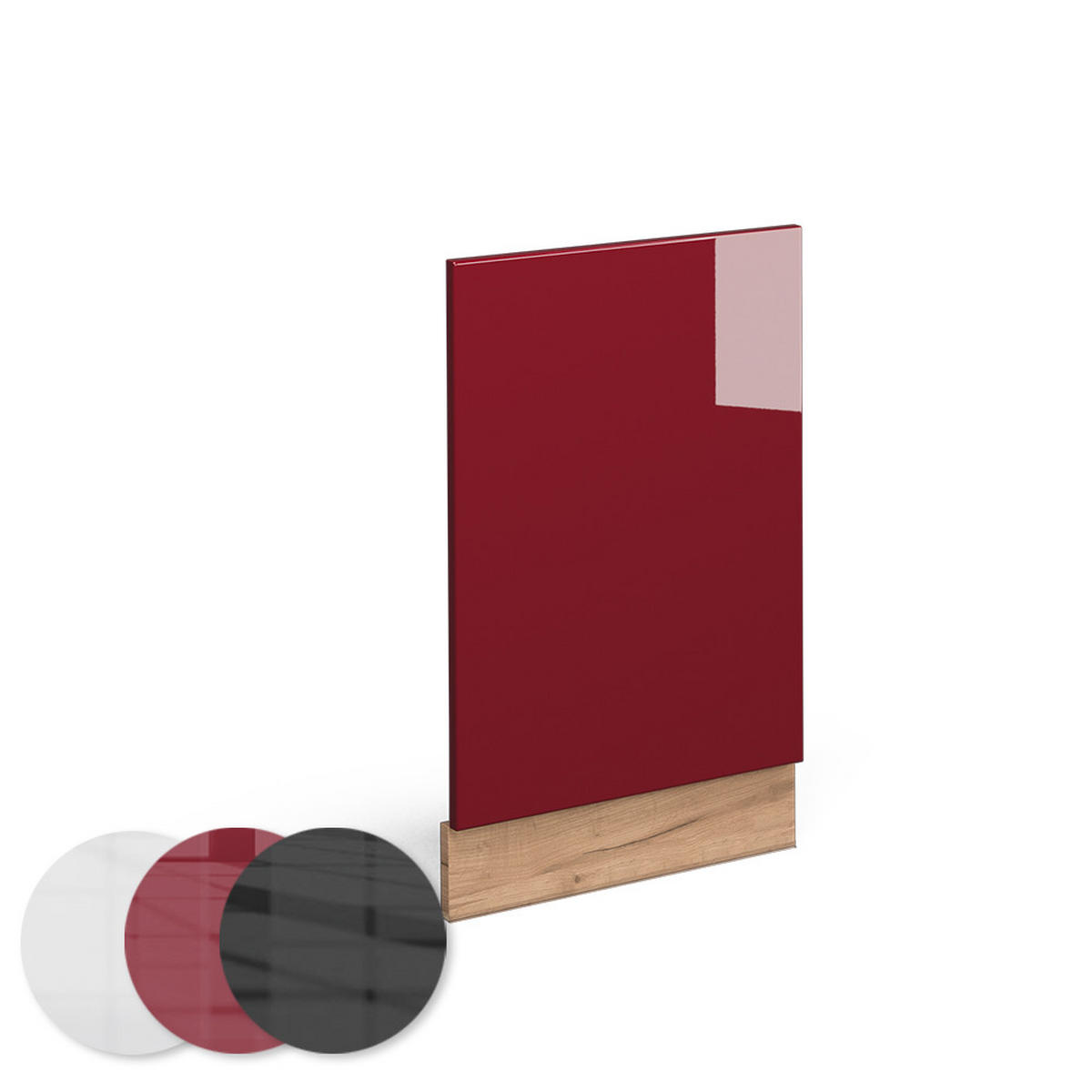 FRONTBLENDE Fame-Line Bordeaux Hochglanz 45 cm, AP Eiche - Bordeaux/Eiche Wotan, Holzwerkstoff (45/67.4/1.6cm) - Vicco