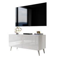 TV-ELEMENT AURA 100 Weiß Hochglanz mit LED-Beleuchtung – Beinfarbe: Chrom - Weiß, Holzwerkstoff (100/49/40cm) - Lookway