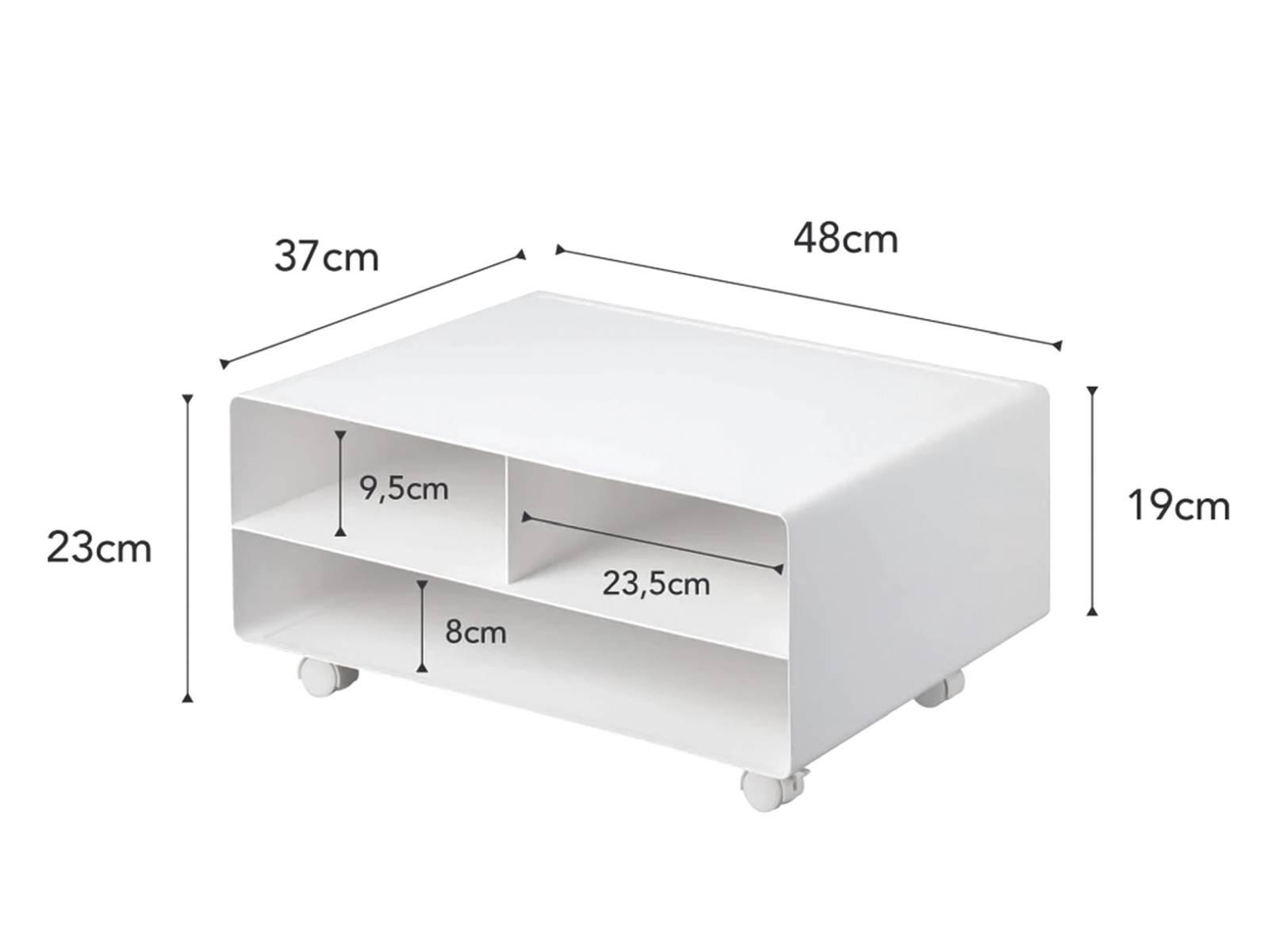 DRUCKERSTATION Tower weiß 48/19/37cm auf Rollen - Weiß, Metall (37/19/48cm) - Yamazaki