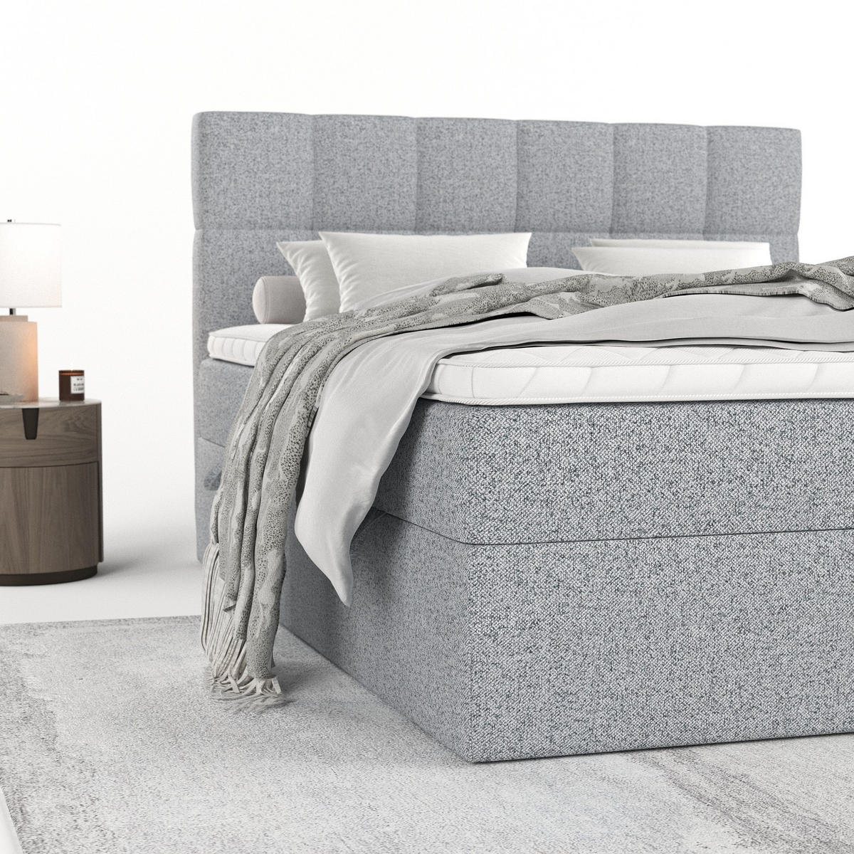 POSTEL BOXSPRING VARENO 200/200 Šedá - šedá/černá, kov/dřevo (200/200cm) - AltaBeds
