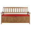 GARTENBANK 3-Sitzer Heller Holzfarbton Sovana - Hellbraun/Rot, Holz (160/91/60cm) - Beliani