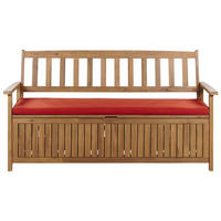 GARTENBANK 3-Sitzer Heller Holzfarbton Sovana - Hellbraun/Rot, Holz (160/91/60cm) - Beliani