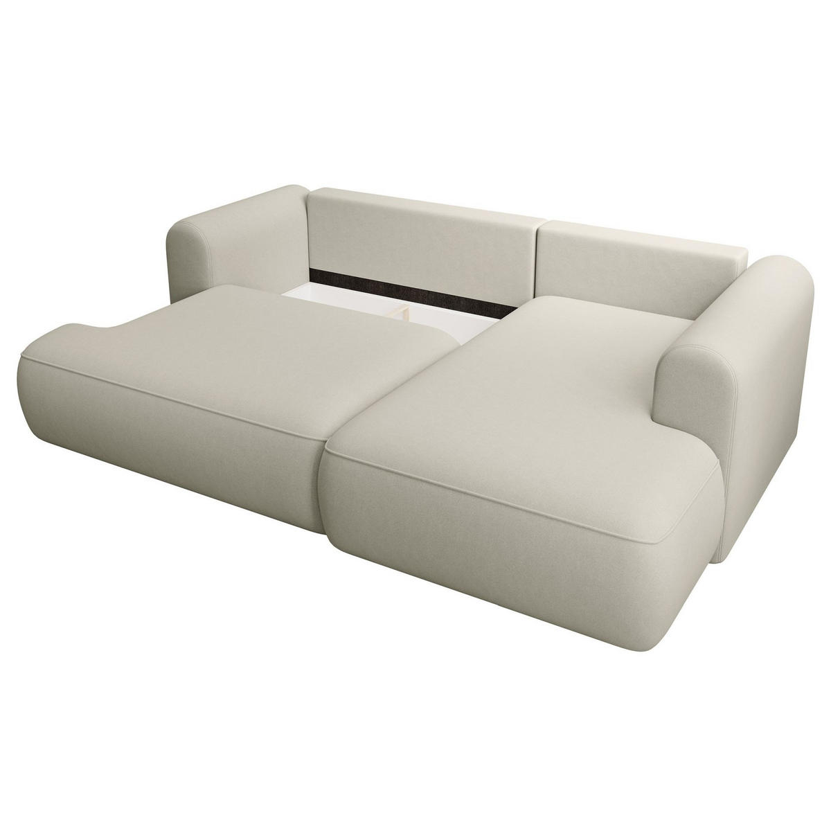 ECKSCHLAFSOFA Ovo Mini Hellbeige Easy-Clean-Samtbezug - Ecru/Schwarz, Kunststoff/Textil (156/238cm) - Selsey