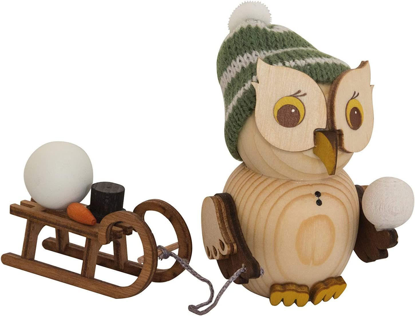 HOLZFIGUR Minieule mit Schlitten und Pudelmütze 7 cm - Multicolor, Holz (5/7/5cm)
