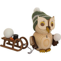HOLZFIGUR Minieule mit Schlitten und Pudelmütze 7 cm - Multicolor, Holz (5/7/5cm)