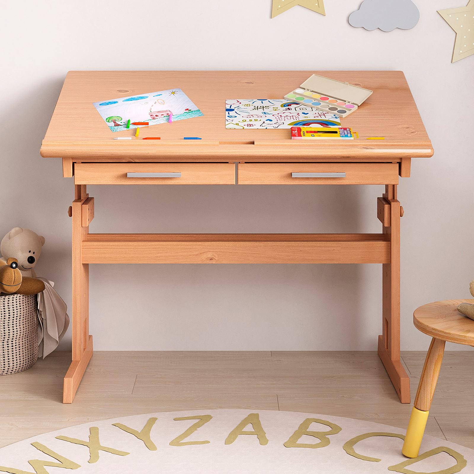 KINDERSCHREIBTISCH OLIVIA - Buchefarben, Holz (109/130/55cm) - IDIMEX