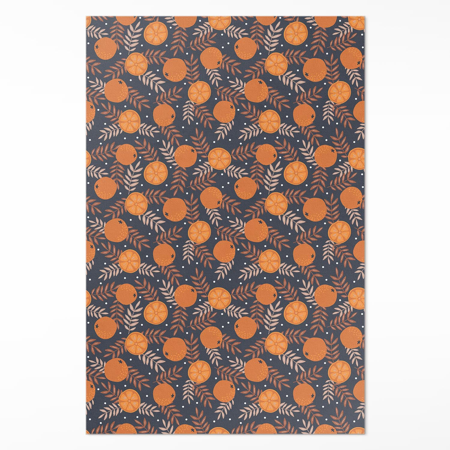 TEPPICH 60x90 cm Orangen und Blätter Illustration - Koralle, Kunststoff (60/90cm) - Wallfluent