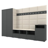 GARDEROBE NELA XII 300 cm (Modulare Flurmöbel Graphit mit Sitzpolster Creme 01 Gigantisches Set) - Silberfarben/Creme, Holz/Holzwerkstoff (300/187/40cm) - Ravio