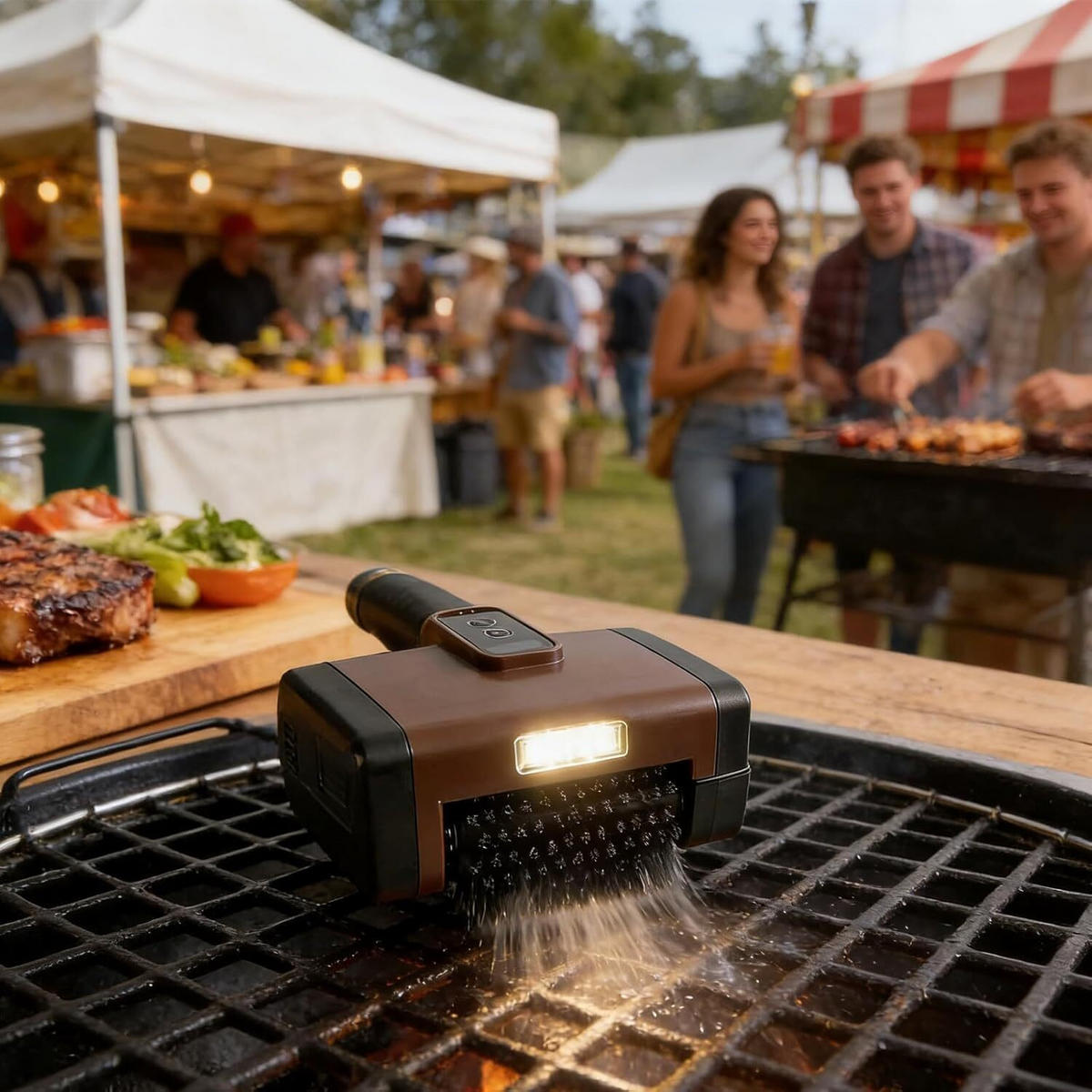 GRILLBÜRSTE Elektrische & Kunststoff Braun-Schwarz, Braun - Dunkelbraun, Kunststoff (14cm) - Authentics