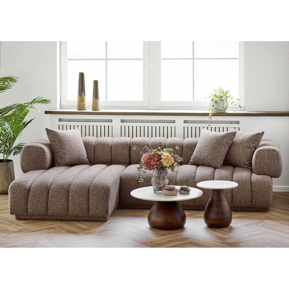 SOFA, Ingrid, Stühle Braun, Polyester, 160 x 293 x 68 cm - Braun, Textil (160/293cm) - ebuy24