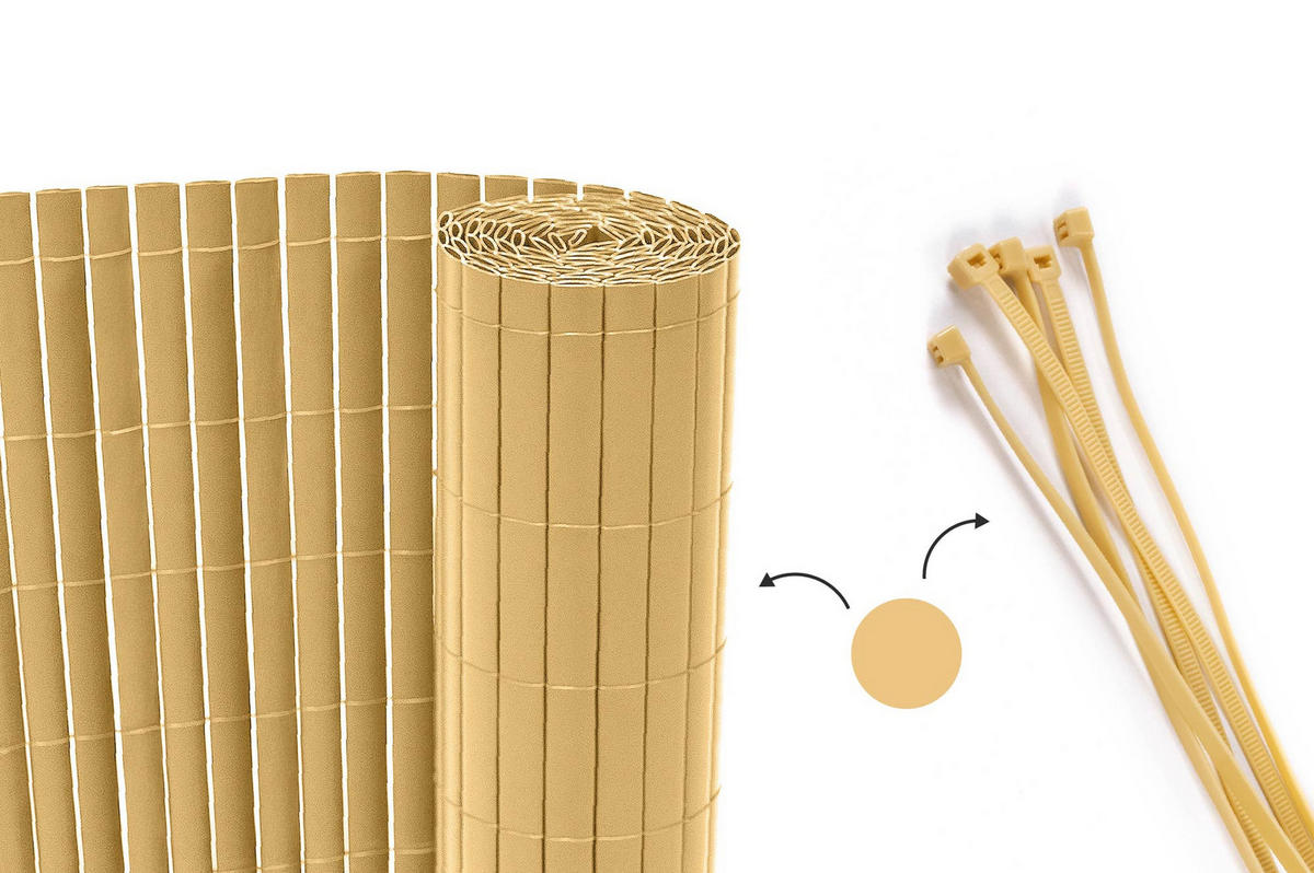 PVC Sichtschutzmatte VISO doppelseitig 5m x 1,5m Beige - Beige, Metall (500/150cm) - Casanoov