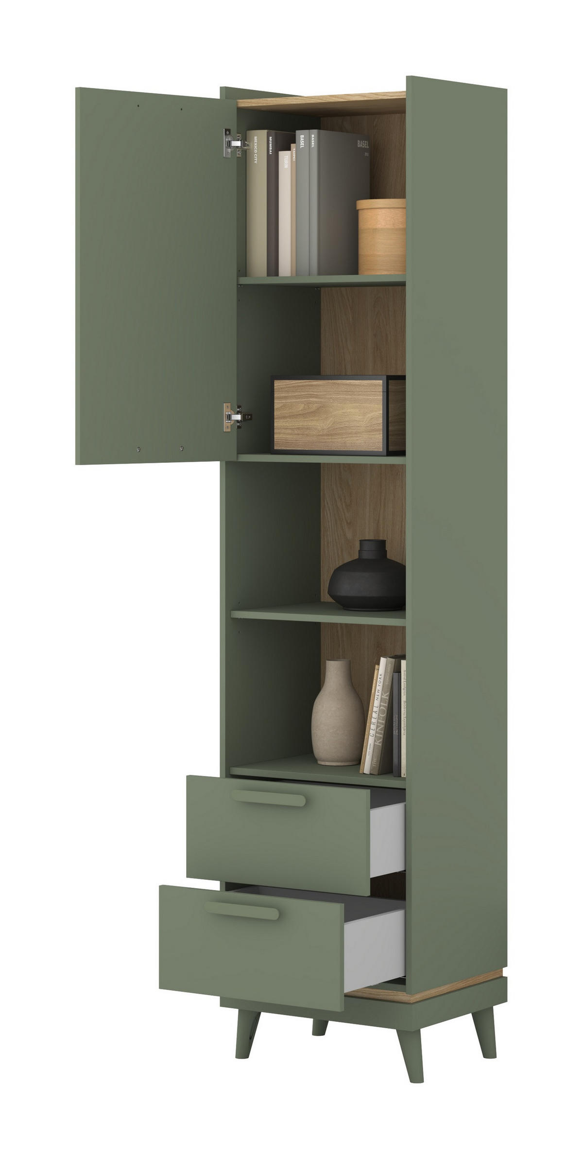 BÜCHERREGAL ACARA 50x40x215 cm, Regal Hellgrün - Hellgrün, Holzwerkstoff (50/215/40cm) - MASSENO