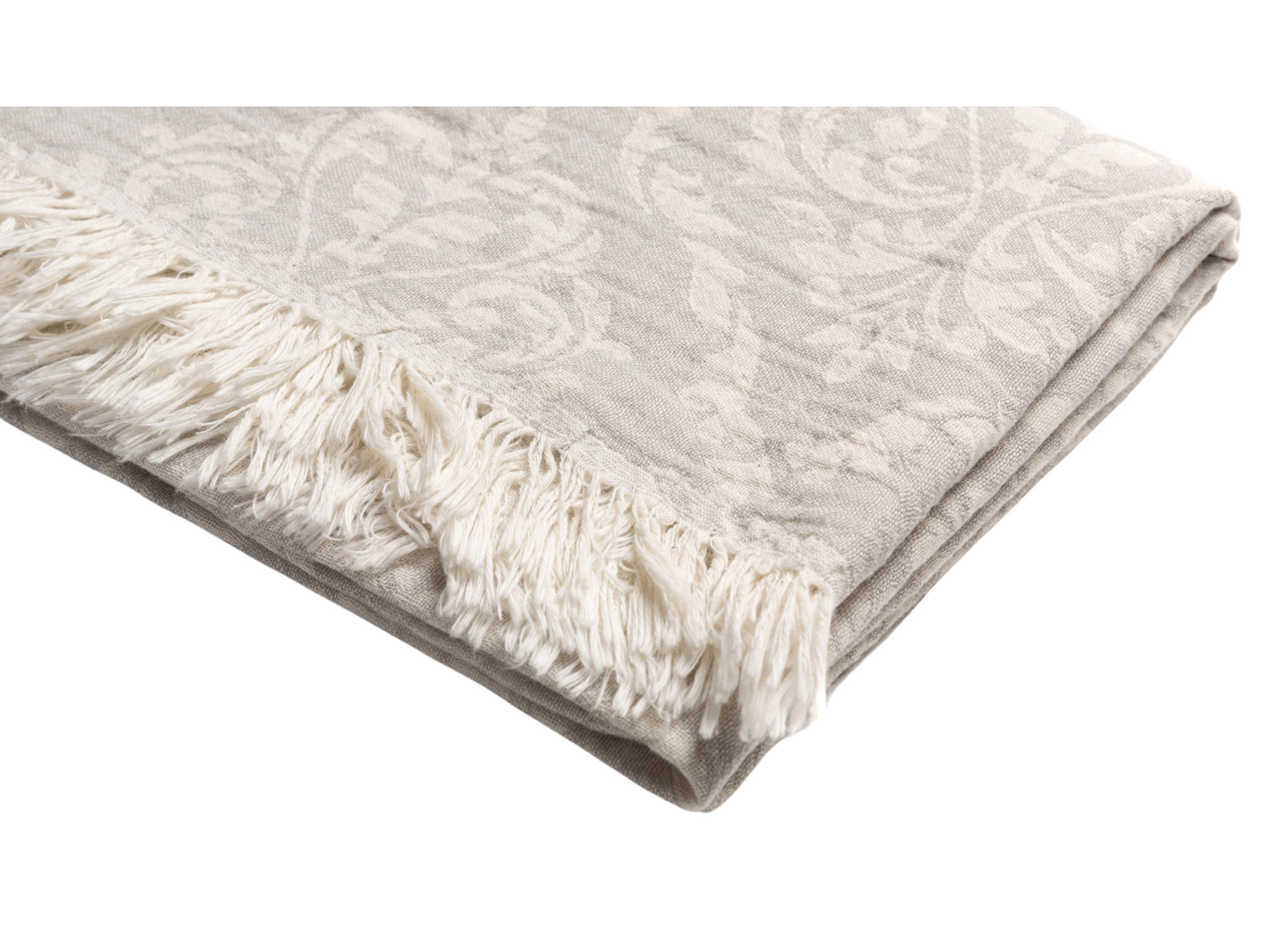 VILLA Strandtuch Barok style 100x180 Grau für Babys geeignet 100%Baumwolle Hamamtuch Saunatuch Mehrzweck - Grau, Textil (100/180cm) - Villa Möbel