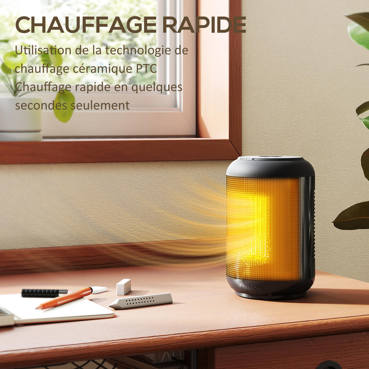 HEIZLÜFTER DE-17068 PTC-Keramik 1500 W Schwarz - Schwarz, Kunststoff (14/21.5/14cm) - ComfortXL