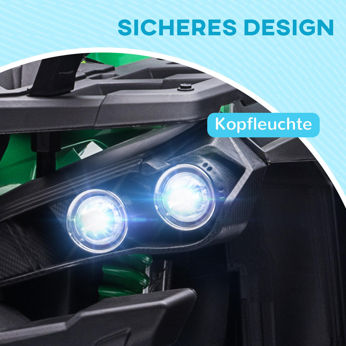 ELEKTROQUAD DE-06125 mit Licht und Musikanschluss Grün - Grün, Kunststoff/Metall (100/65/73cm) - ComfortXL