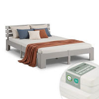HOLZBETT mit Matratze 180/200 cm Doppelbett Grau - Grau, Holz (180/200cm) - Homestyle4u