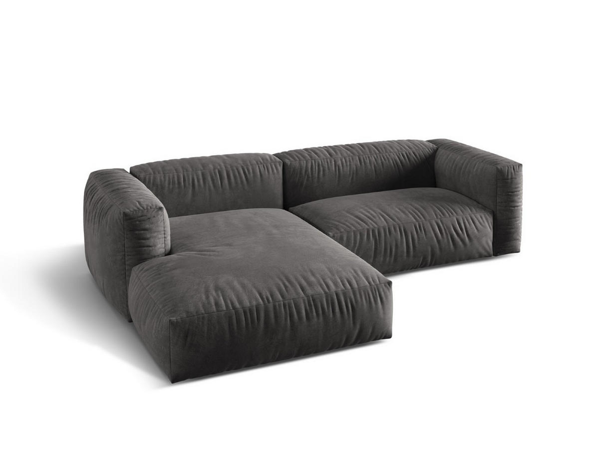 ECKSOFA modular links Martina aus Samt grau 2 Sitzplätze - Grau, Textil (176/283cm) - Micadoni