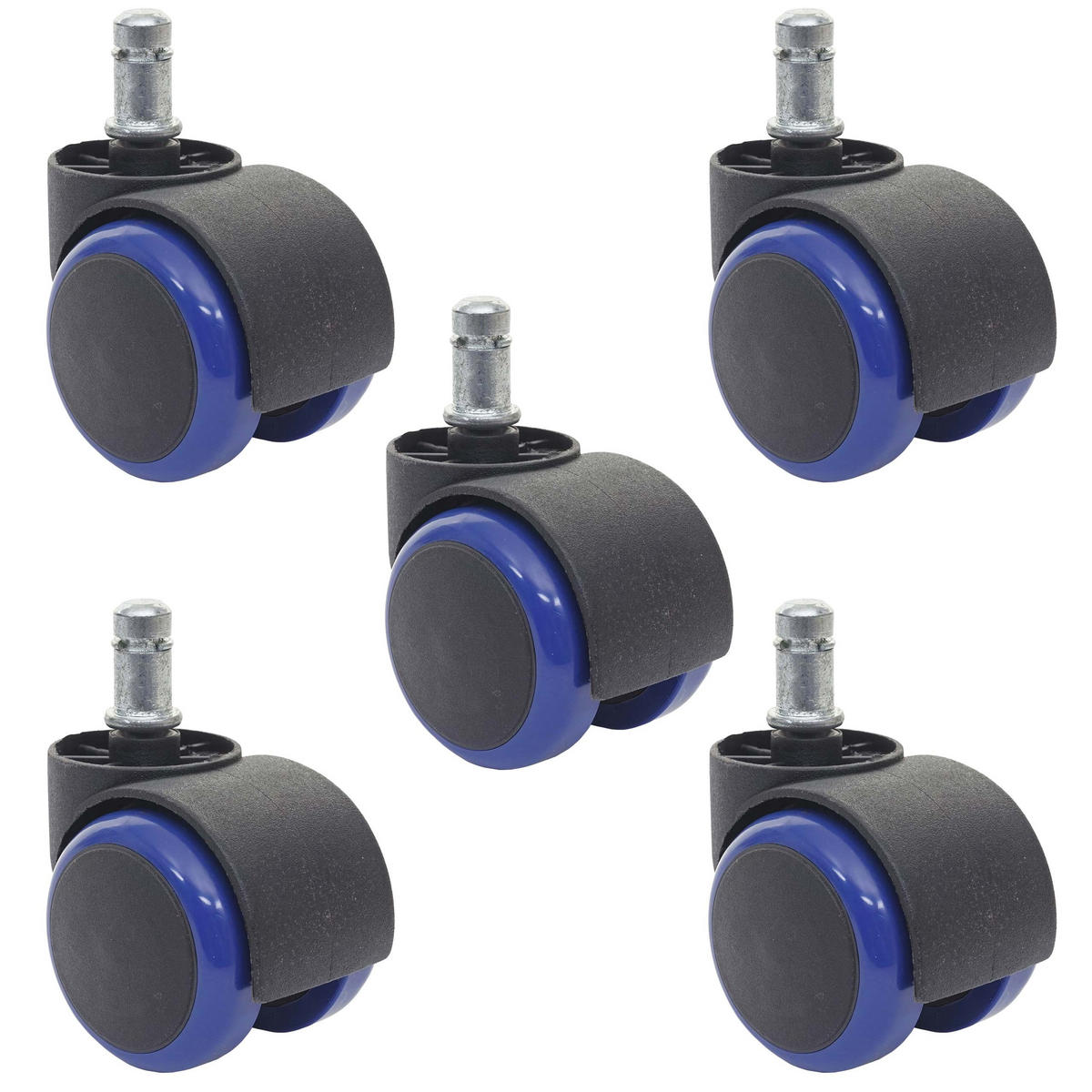 HARTBODENROLLEN 5ER SET Schwarz, Blau 5er-Set - Blau/Schwarz, Metall (1/1/1cm) - MCW