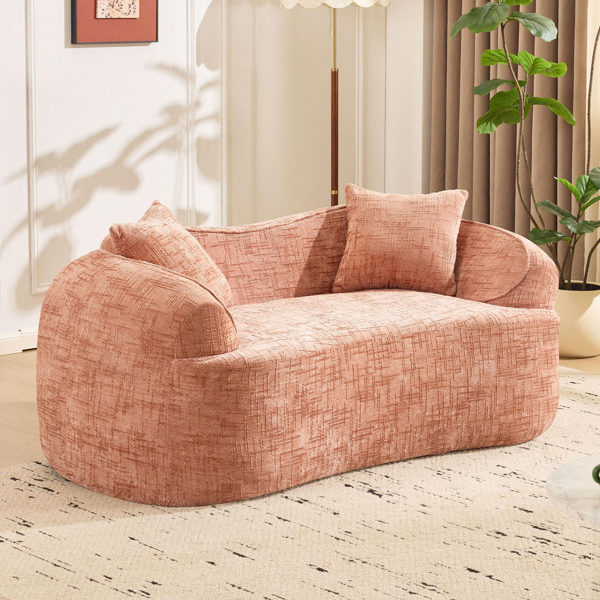 2-SITZER-SOFA mit Federkern und Schaumstoffpolsterung, geschwungene Form, Pink - Rosa, Kunststoff (87/70/170cm) - Modfu