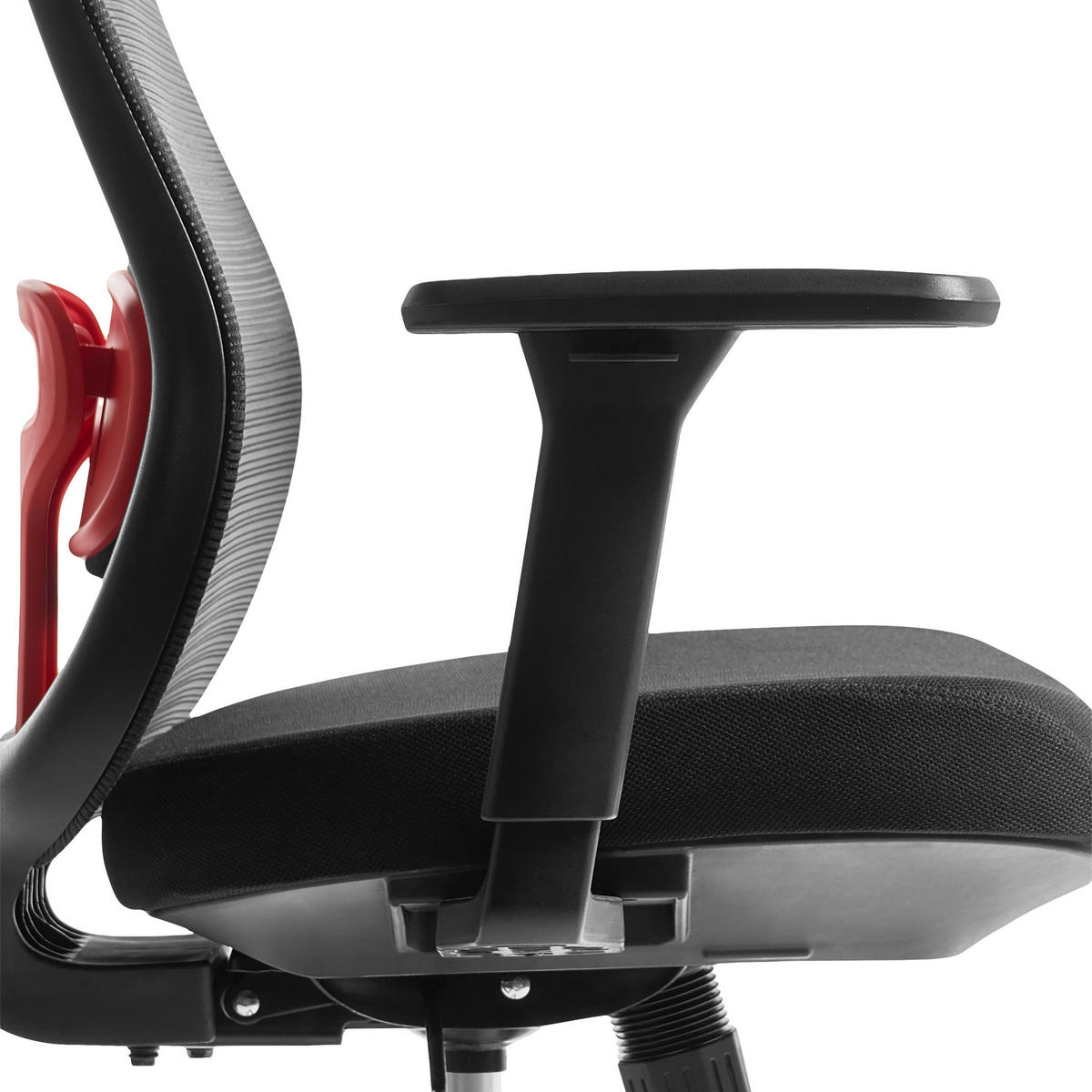 BÜROSTUHL Schwarz Nemoar - Rot/Schwarz, Kunststoff/Textil (70/118/70cm) - Beliani