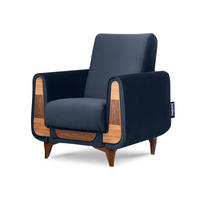 SESSEL GUSTAVO mit Armlehnen, blau - Blau/Braun, Holz/Holzwerkstoff (83/95/92cm) - KONSIMO®