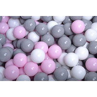 BÄLLE für Bällebad, Spielbälle, Plastikbälle für Kinder Set 50 pcs.: Grau/Pastellrosa/Weiß - Hellrosa, Textil (7/7/7cm) - MeowBaby