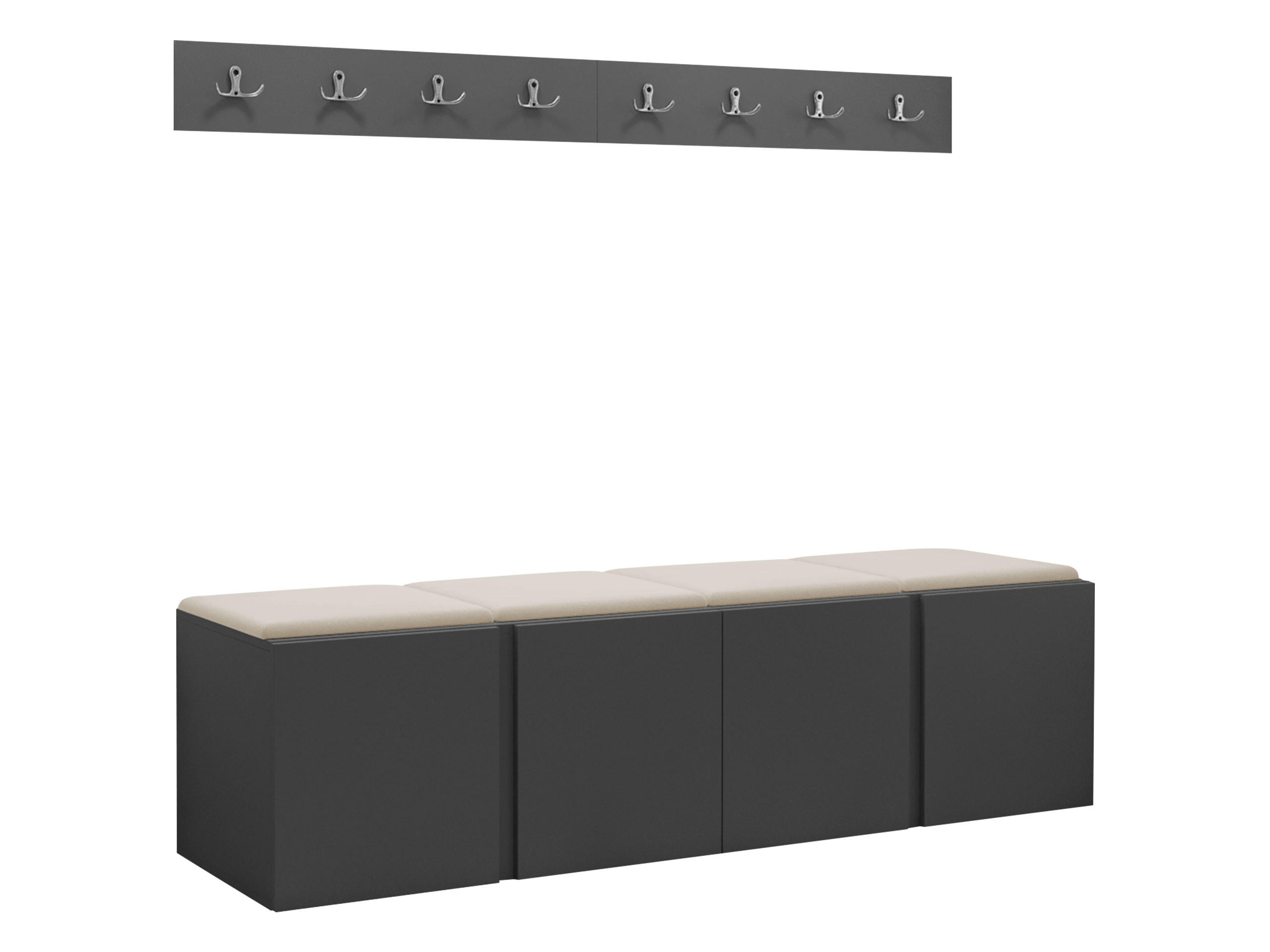 GARDEROBEN-SET Orion VII - Beige/Graphitfarben, Holzwerkstoff/Kunststoff (168/42/46cm) - MIRJAN24