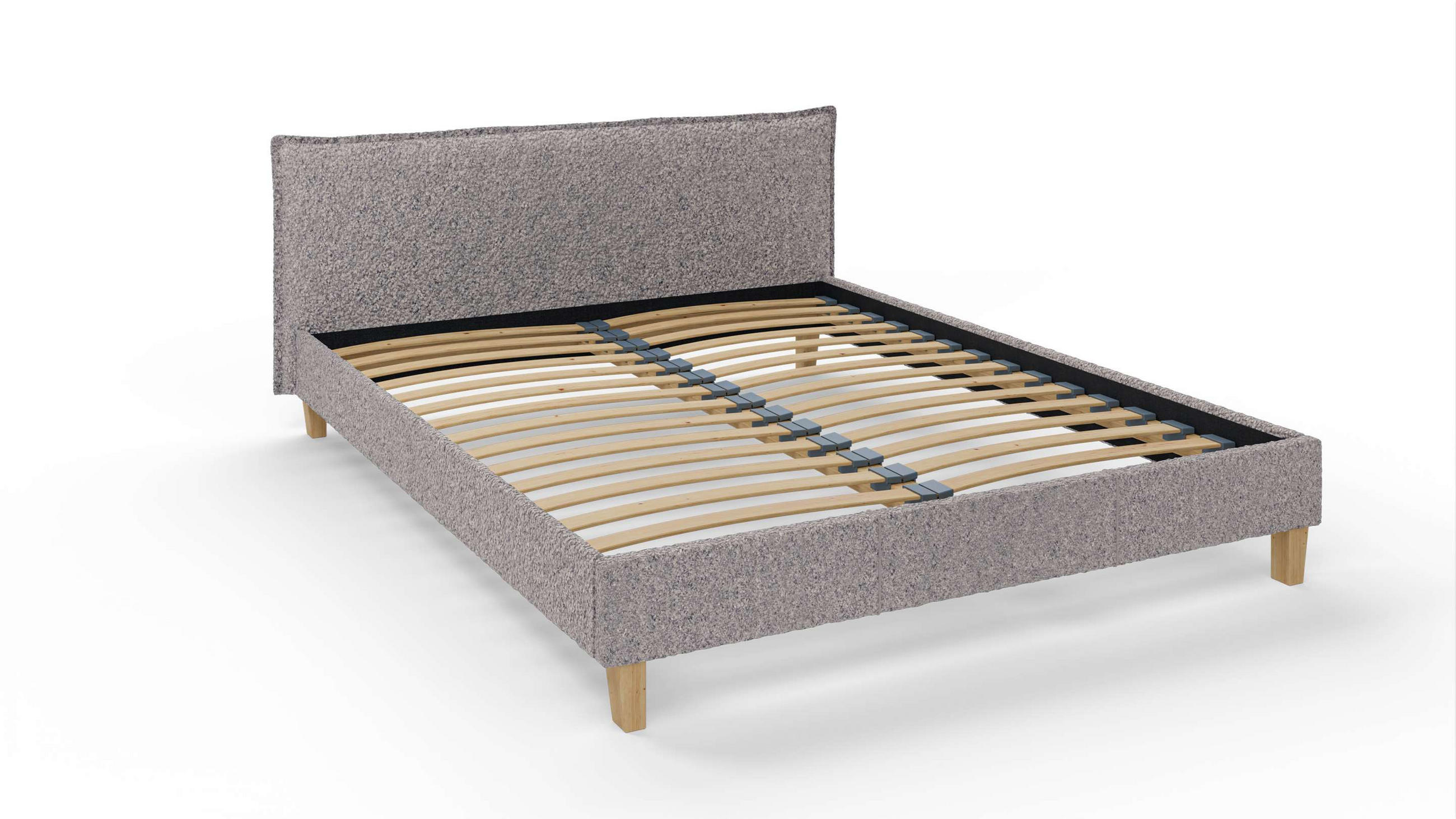 POLSTERBETT Arles 160/200 cm Boucle Stoff - Hellbraun/Grau, Holz/Textil (160/200cm) - S-Style Möbel