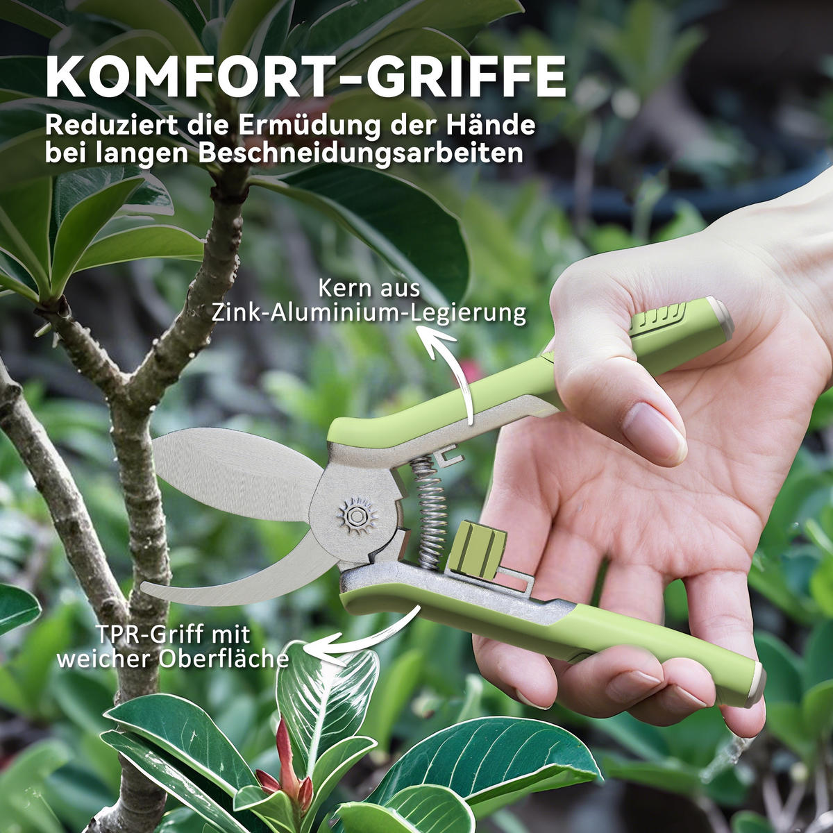 GARTENSCHEREN-SET 2-teilig aus Edelstahl Aluminiumlegierung Grün - Grün, Metall (4.5/1.5/16.5cm) - Outsunny