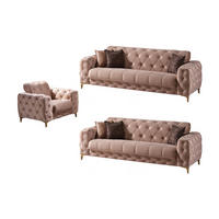 SITZGARNITUR Acelya, Beige Stellvariante 3+2+1 - Beige, Holzwerkstoff/Kunststoff (245/80/100cm)