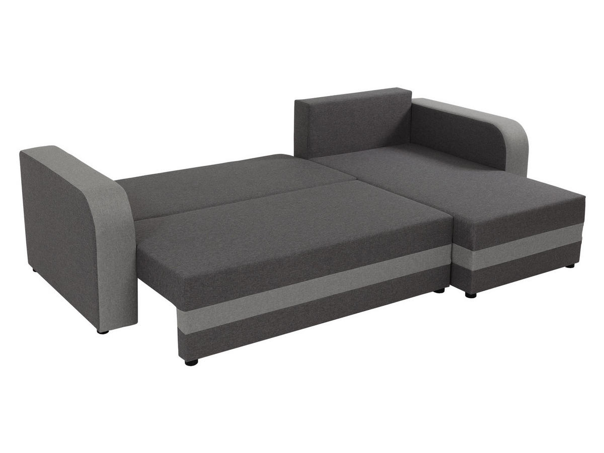 ECKSOFA Hewlet Bis - Hellgrau/Schwarz, Holz/Kunststoff (237/139cm) - MIRJAN24