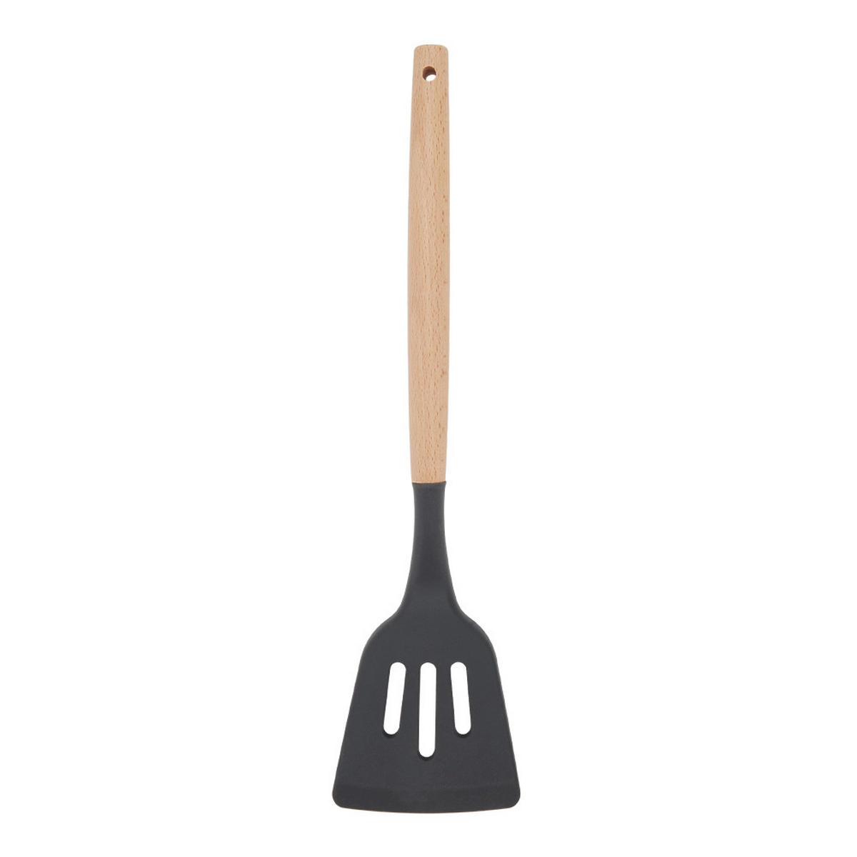 KÜCHENUTENSILIEN 11er-Set aus Silikon mit Holzhandgriff in Dunkelgrau Komplettes Küchen-Set Platzsparende Aufbewahrung - Dunkelgrau, Holz/Kunststoff (13/34/12.5cm) - Livingandhome