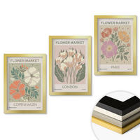 WANDBILDER 3er Set - 20x30 cm Goldrahmen - Blumenposter Kopenhagen London Paris - Goldfarben, Kunststoff (20/30cm) - ArtPrintCave