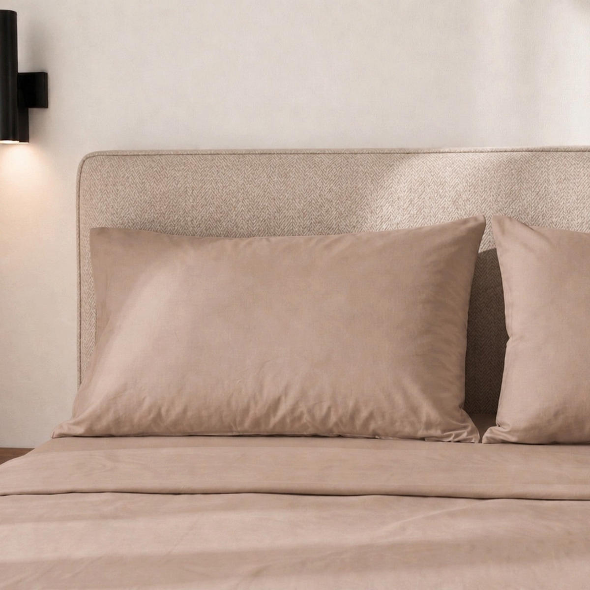 200 TC perkal bombažna posteljnina komplet za enojno posteljo Mocha - mokka, tekstil (90/200cm) - The White Stone