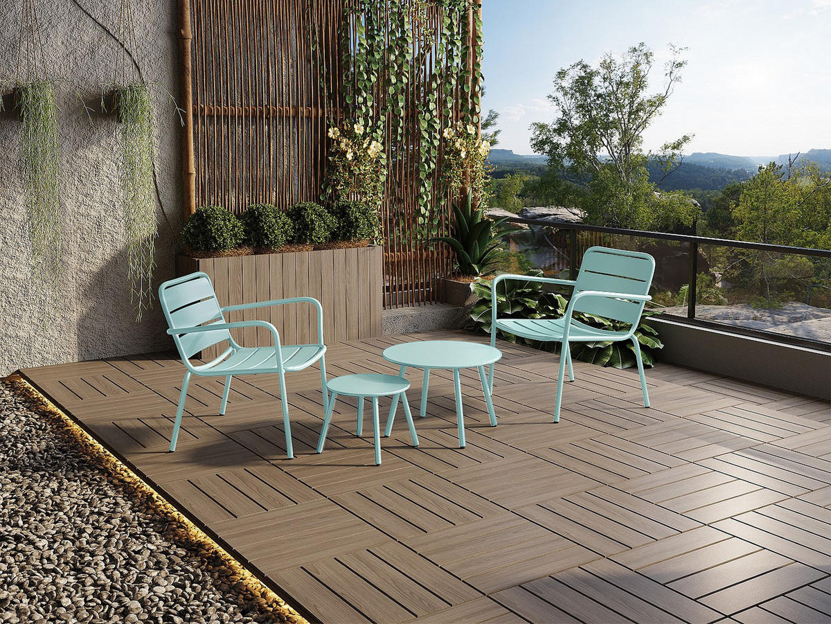 GARTENBEISTELLTISCH - 60 cm x 60 cm - Metall - Mandelgrün - MIRMANDE - Grün, Metall (60/60/34cm) - Vente-Unique