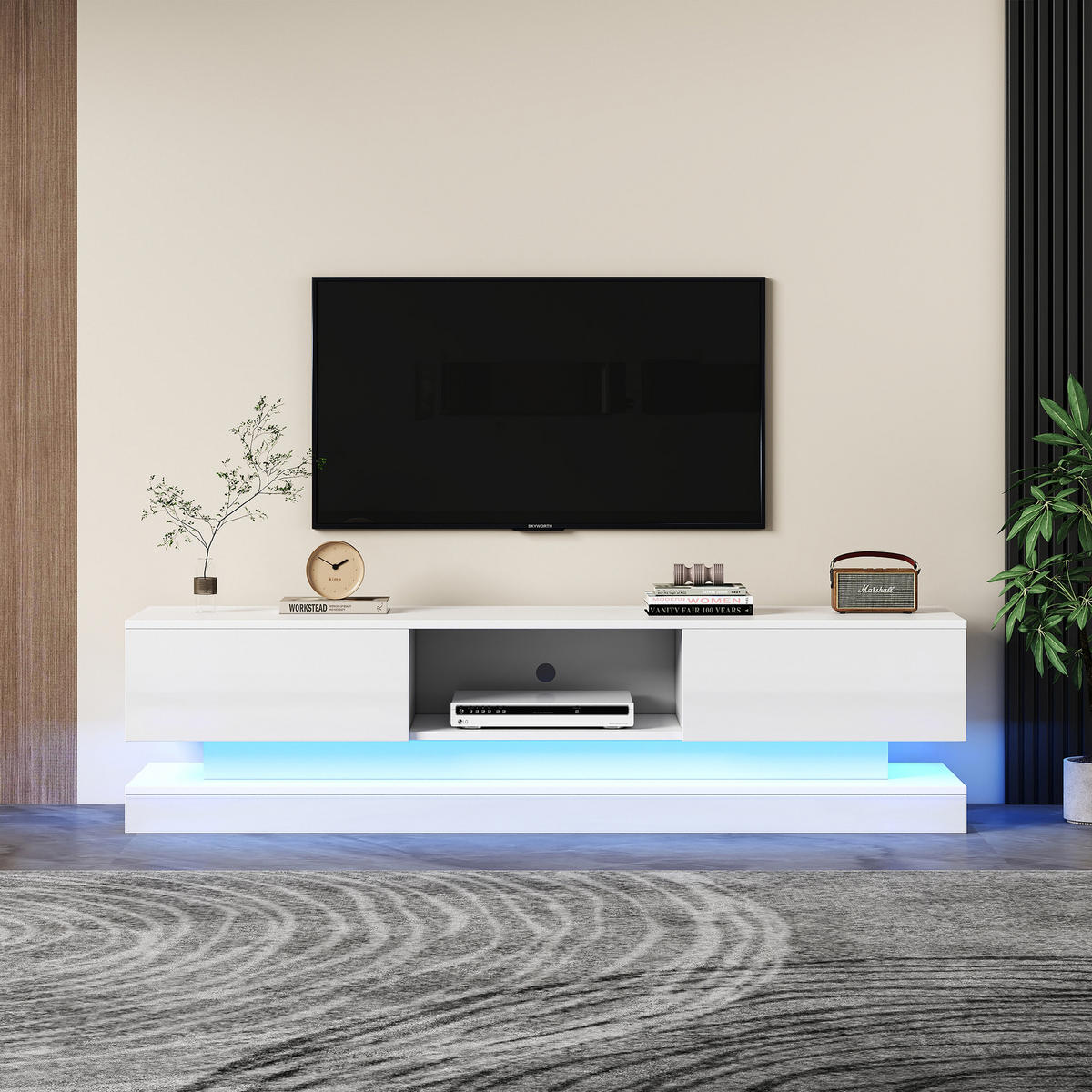 TV-LOWBOARD Led Weiß 160/35/40.5 cm - Weiß, Holz (160/40.5/35cm) - PANGIVO