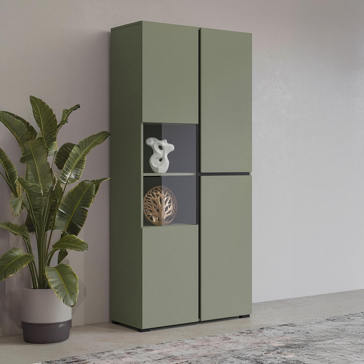 GESCHIRRSCHRANK Lilia Grün - Grün, Holzwerkstoff (79.5/183.5/40cm) - Petits-meubles