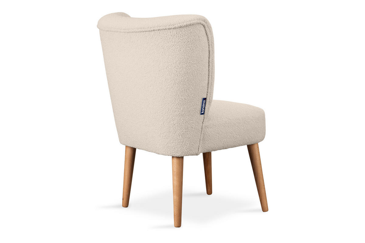 COCKTAILSESSEL APPA auf hohen Beinen aus Buchenholz gebeizter Eiche, Ecru/Eiche Dekor - Ecru/Eichefarben, Holz/Textil (63/89/65cm) - KONSIMO®