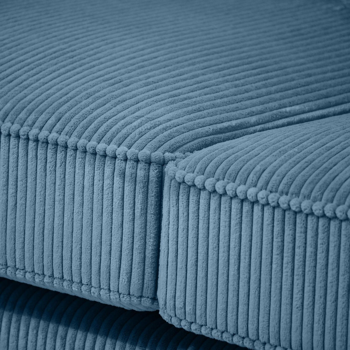 ECKSOFA Pablo ohne Schlaffunktion, mit abgerundeter Ottomane, links, Blau - Blau, Textil (319/196cm) - Beautysofa