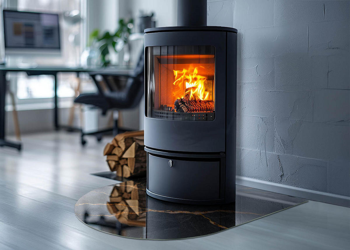 GLASPLATTE für Kamin 80x70 cm - Schwarz, Glas (80/70/0.4cm) - TULUP